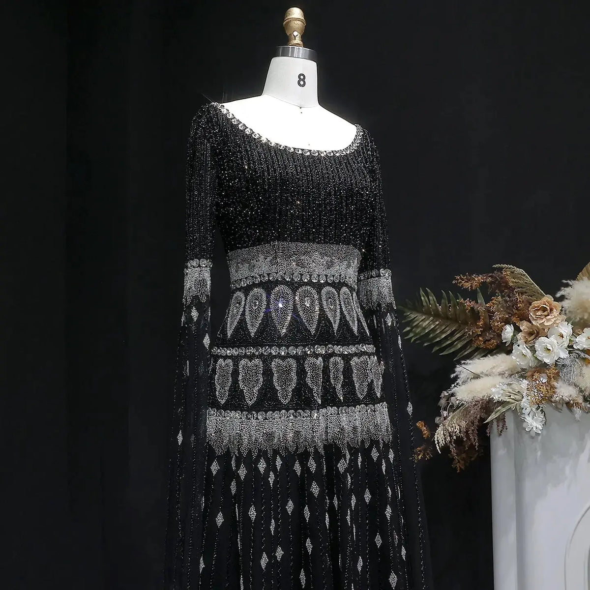 Luxury Purple Beaded Crystal Cape Sleeve Evening Dress SS009 Luxury Purple Beaded Crystal Cape Sleeve Evening Dress SS009