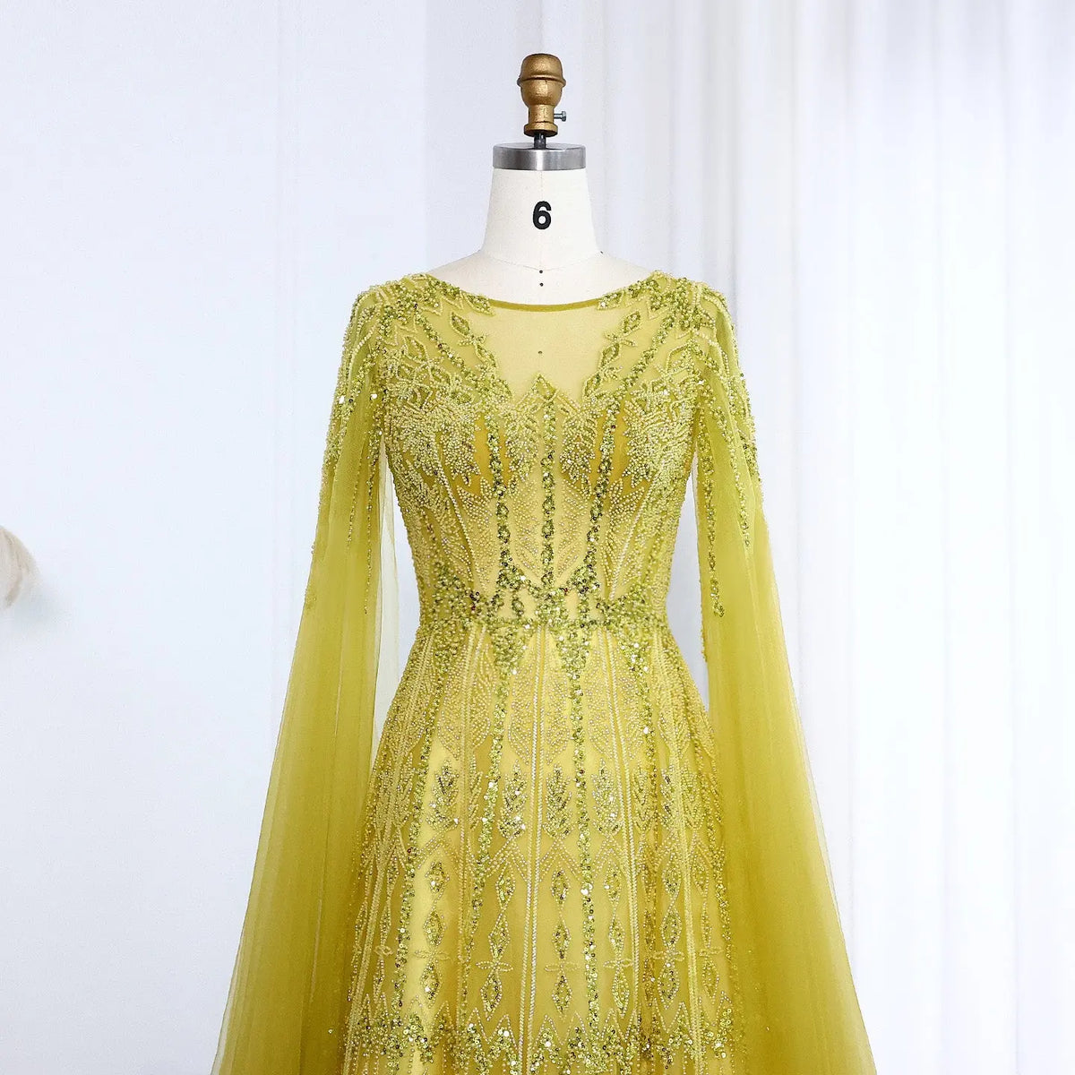 Luxury Blue Evening Dress with Cape Sleeves SS001 - SHARONSAID Luxury Blue Evening Dress with Cape Sleeves SS001 - SHARONSAID