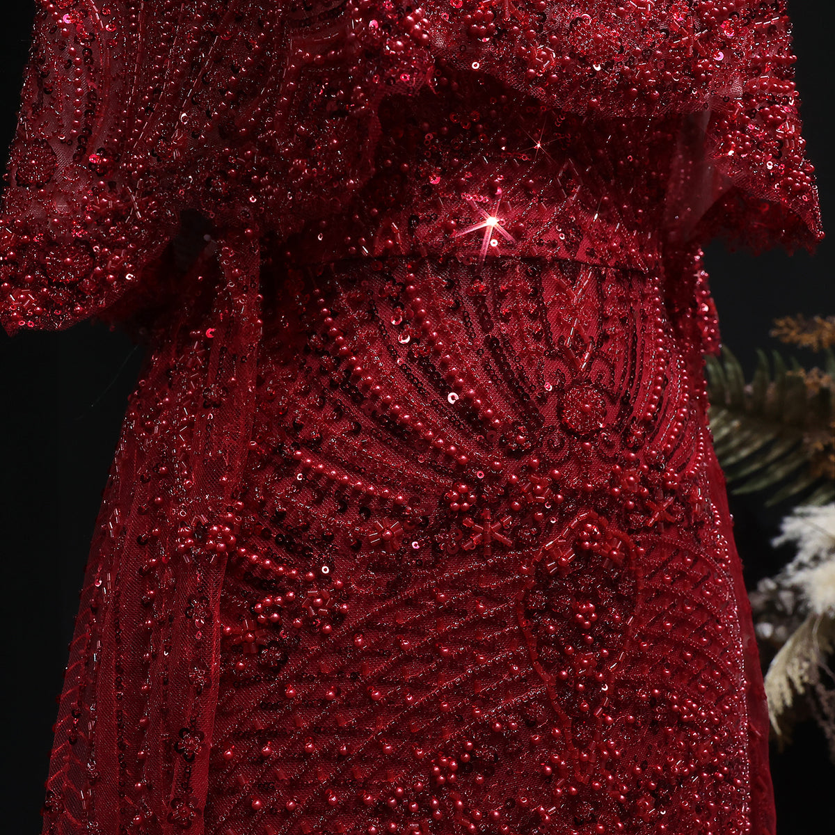 Luxury Gray Beaded Crystal Evening Dress with Cape SS557 