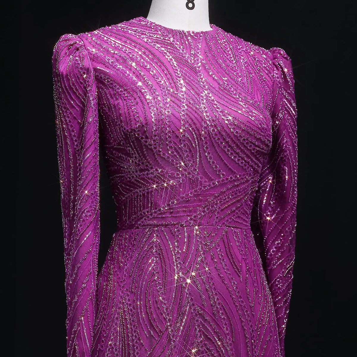 Luxury Magenta High Neck Beaded Hijab Arabic Evening Dress SS605 - SHARONSAID Luxury Magenta High Neck Beaded Hijab Arabic Evening Dress SS605 - SHARONSAID