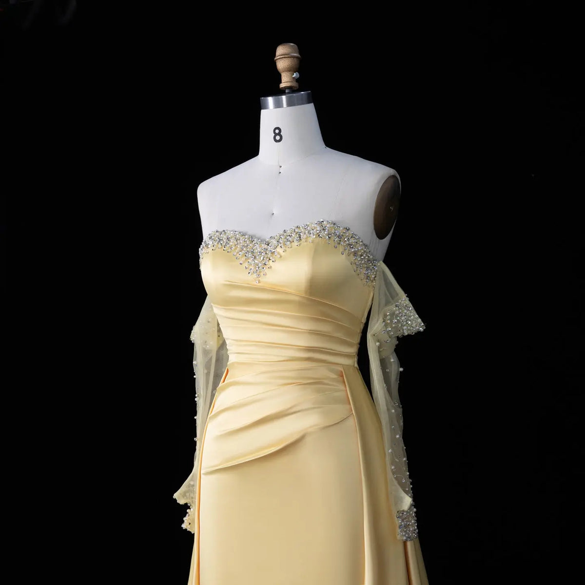 Elegant Sweetheart Yellow Evening Dress with Gloves SS586 Elegant Sweetheart Yellow Evening Dress with Gloves SS586