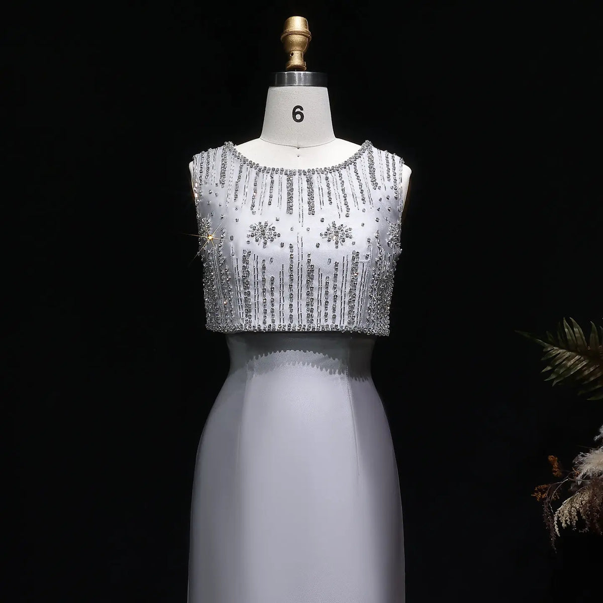 Luxury Rhinestones Silver Midi Evening Dress SS277 