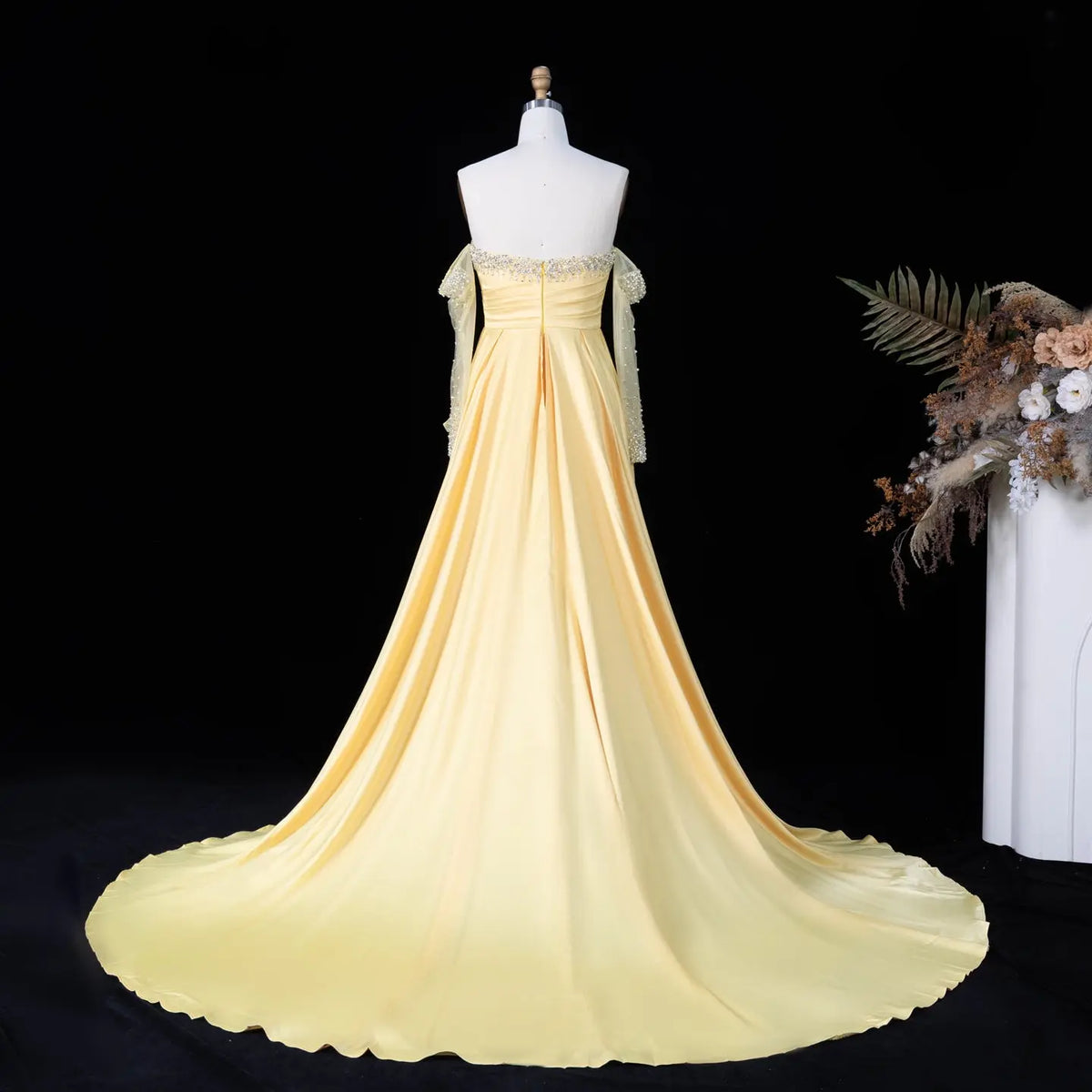 elegant yellow dresses Elegant Sweetheart Yellow Evening Dress with Gloves SS586
