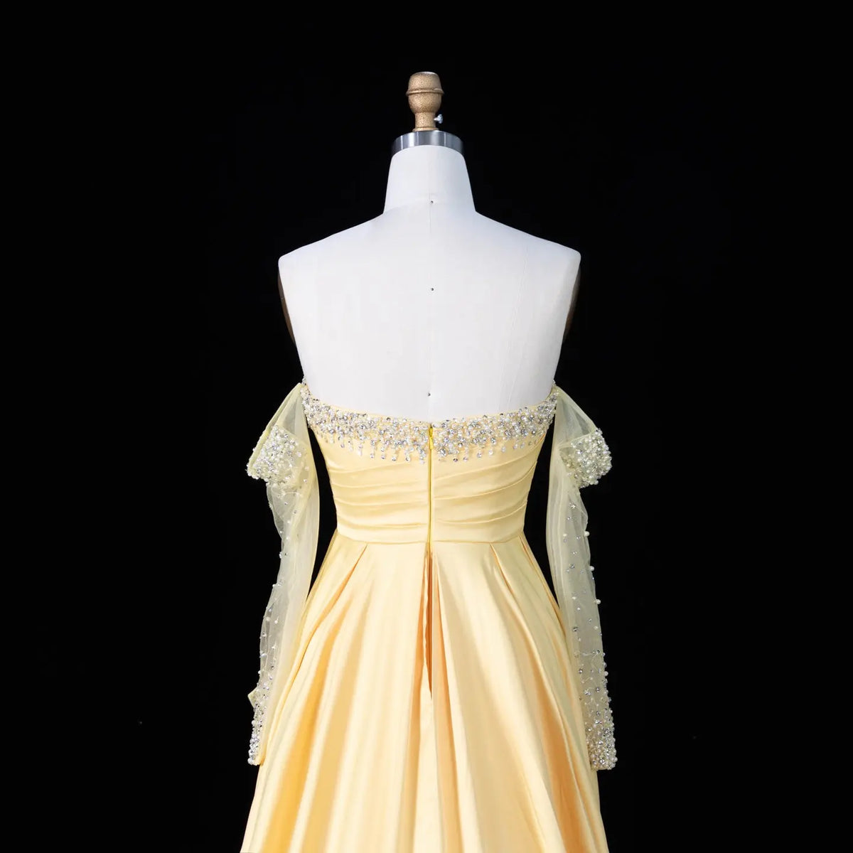 Elegant Sweetheart Yellow Evening Dress with Gloves SS586-11