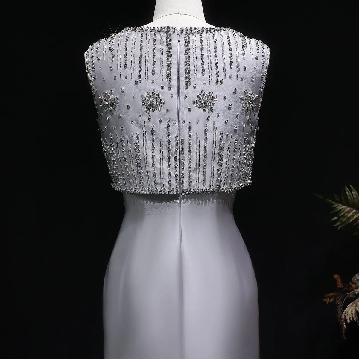 Luxury Rhinestones Silver Midi Evening Dress SS277 