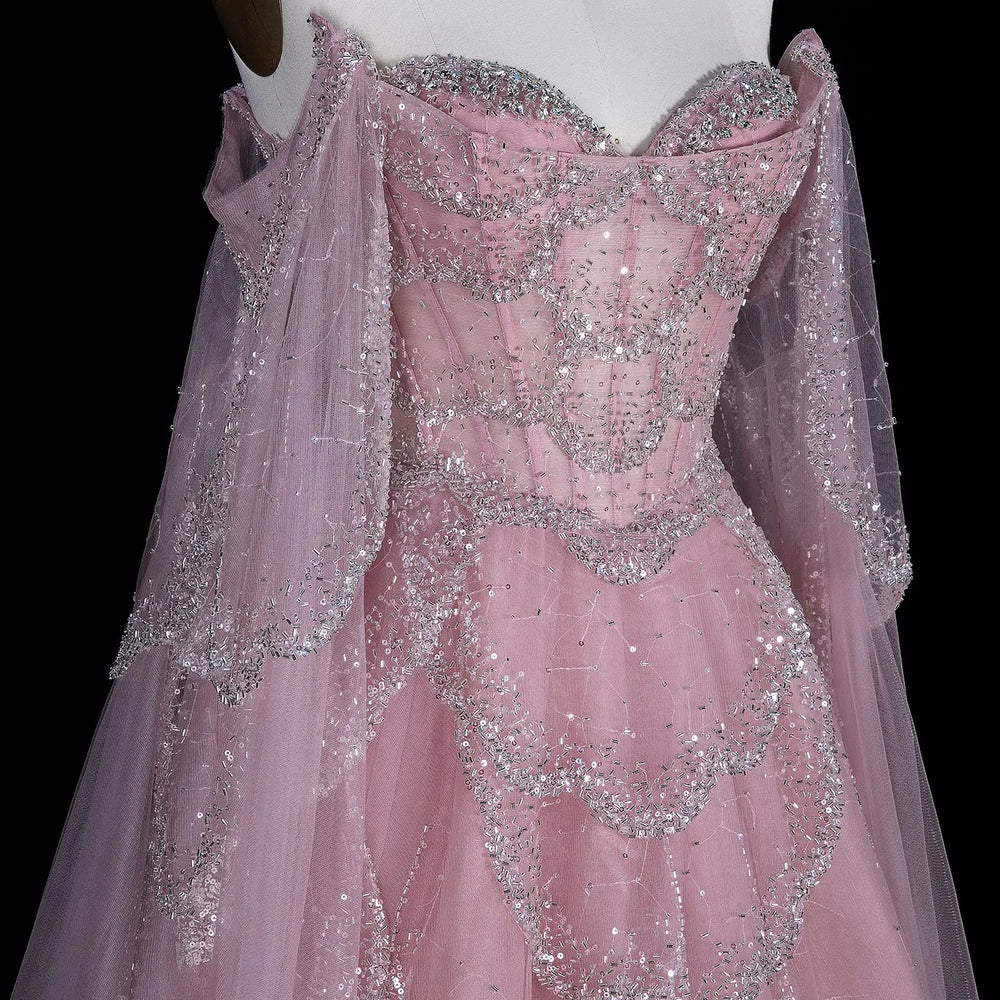 Elegant Off Shoulder Burgundy Prom Dress with Cape Sleeves SS215