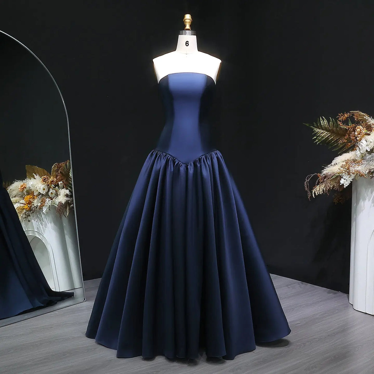 voluminous satin dress Ivory Satin Maxi Dress with Corset Bodice and Long Puff Sleeves, Romantic Elopement Gown or Bridal Dress for Civil Ceremony