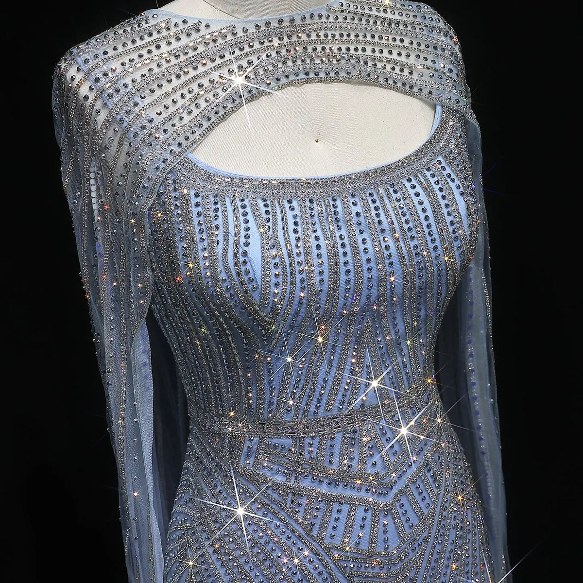 Sparkly Crystal Blue Evening Dress - Elegance Redefined SHARONSAID Sparkly Crystal Blue Evening Dress - Elegance Redefined SHARONSAID