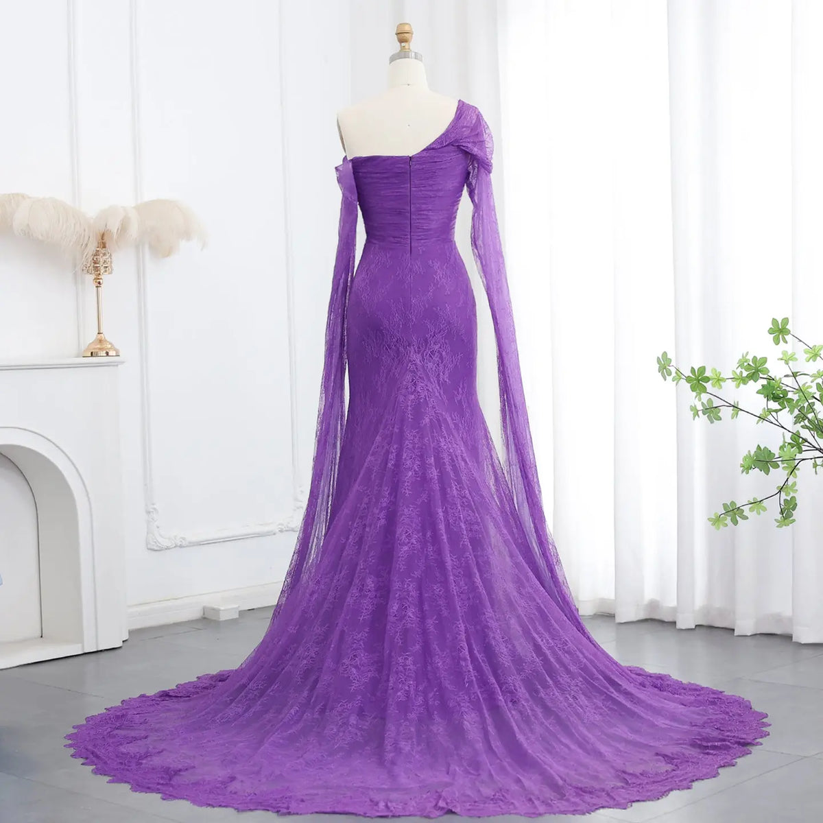 purple long sleeve prom dresses Sleeves Chiffon Vintage Modest Long Evening D bridalsew line silhouette suits various body types Elegant Purple Long Sleeve Mermaid