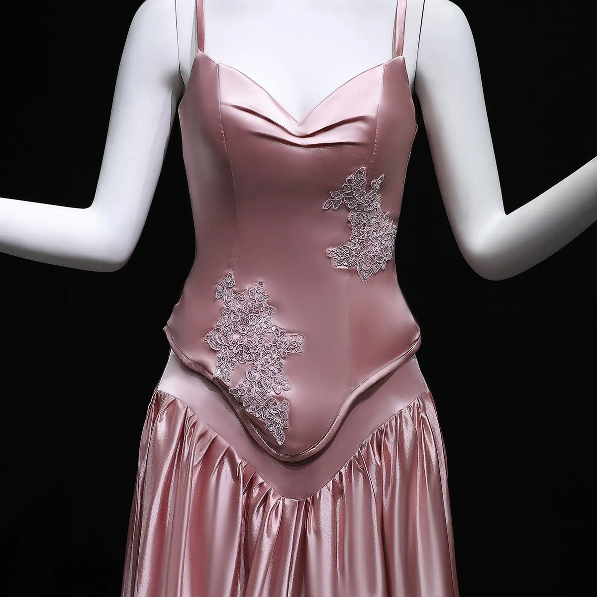 Luxury Pink Spaghetti Strap Mermaid Evening Dress SF450 