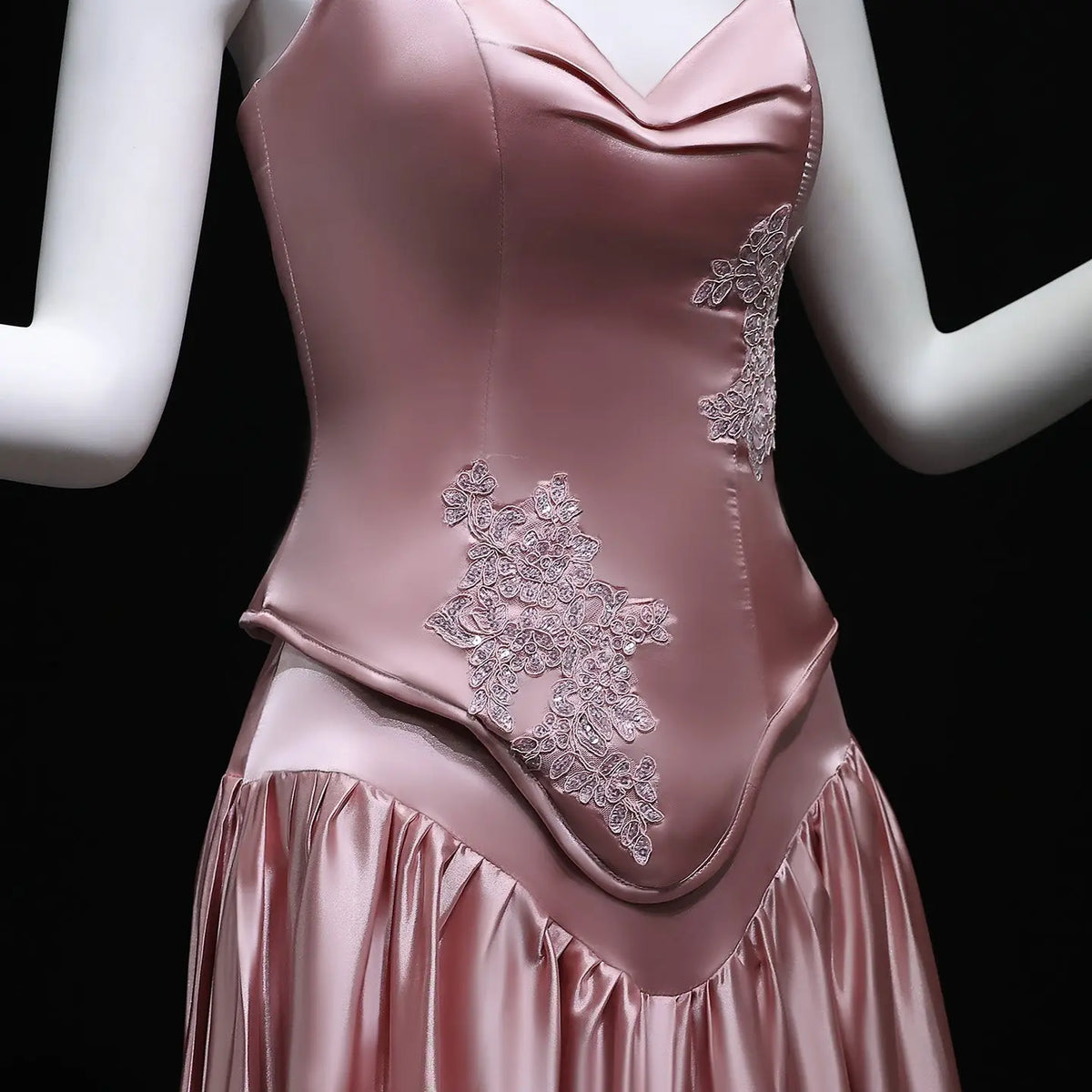 Luxury Pink Spaghetti Strap Mermaid Evening Dress SF450 