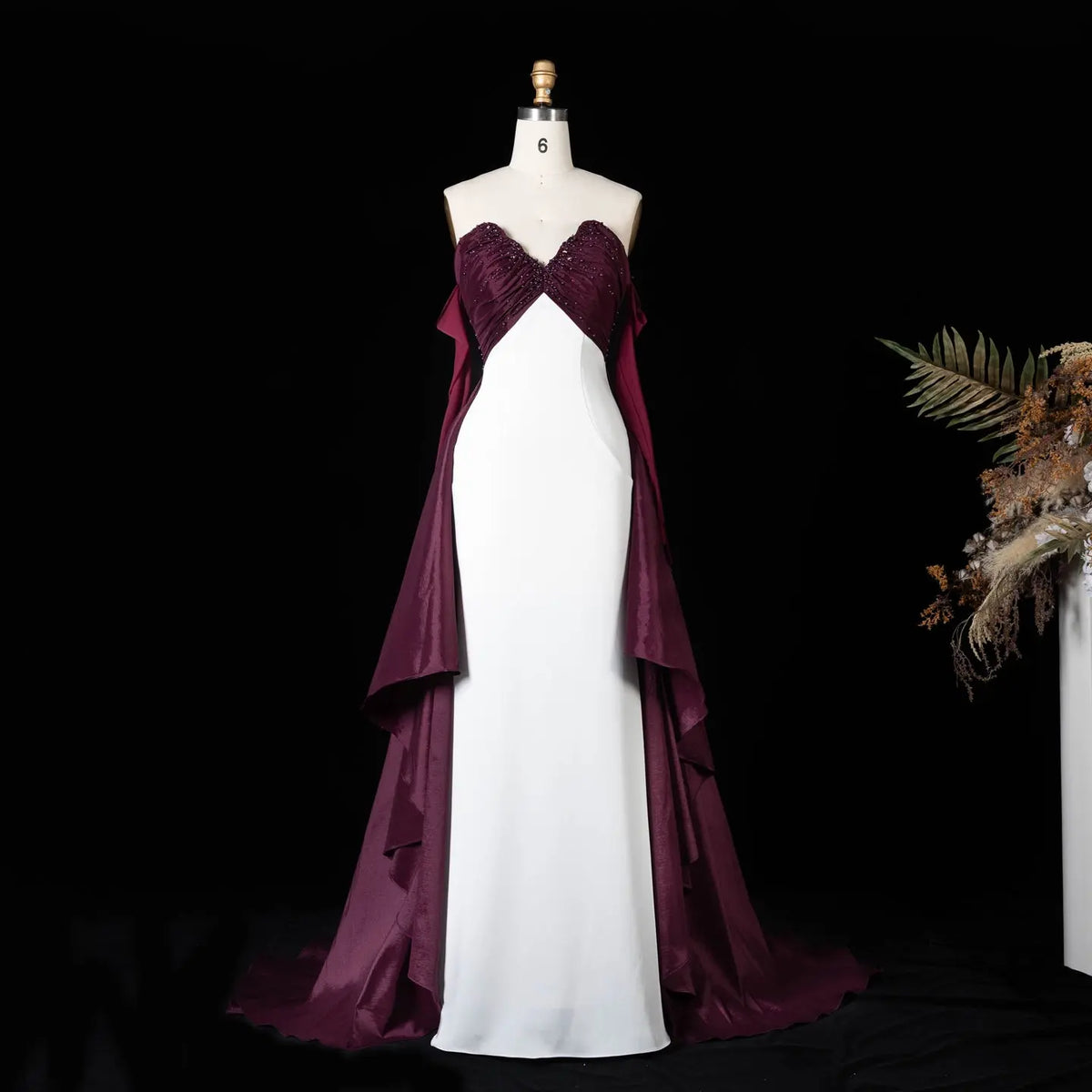 Wine White Slim Layer Satin Maxi Dress SS605