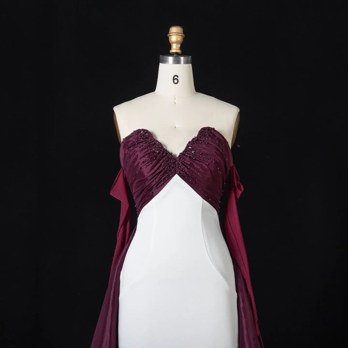 Wine White Slim Layer Satin Maxi Dress SS605-3