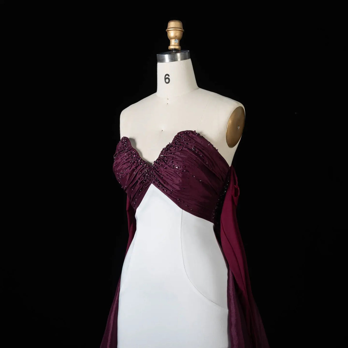 Wine White Slim Layer Satin Maxi Dress SS605-4