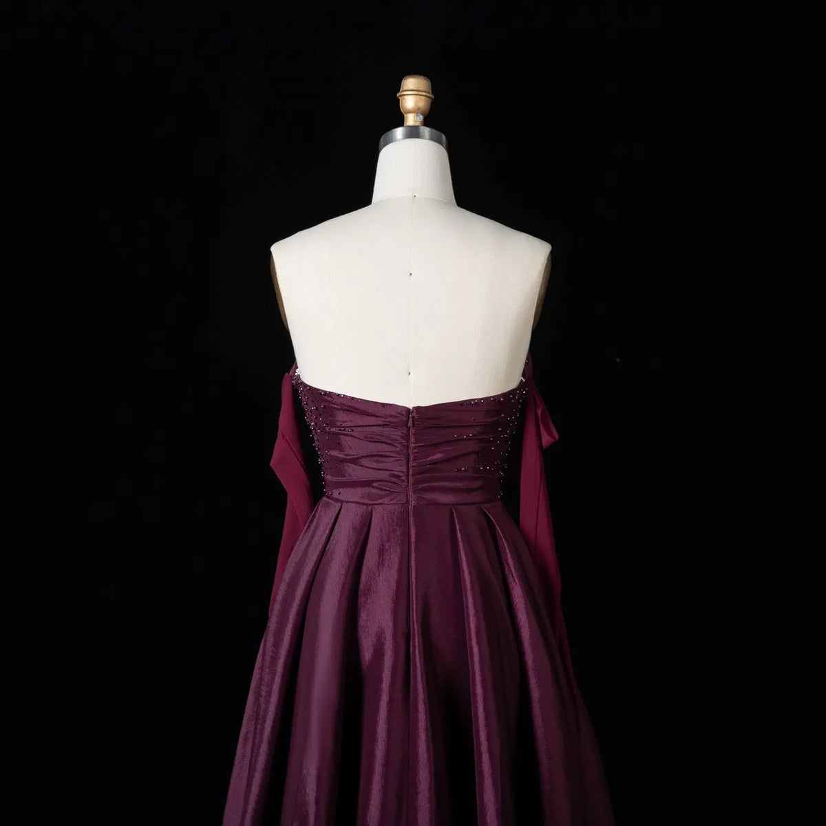 Wine White Slim Layer Satin Maxi Dress SS605-7