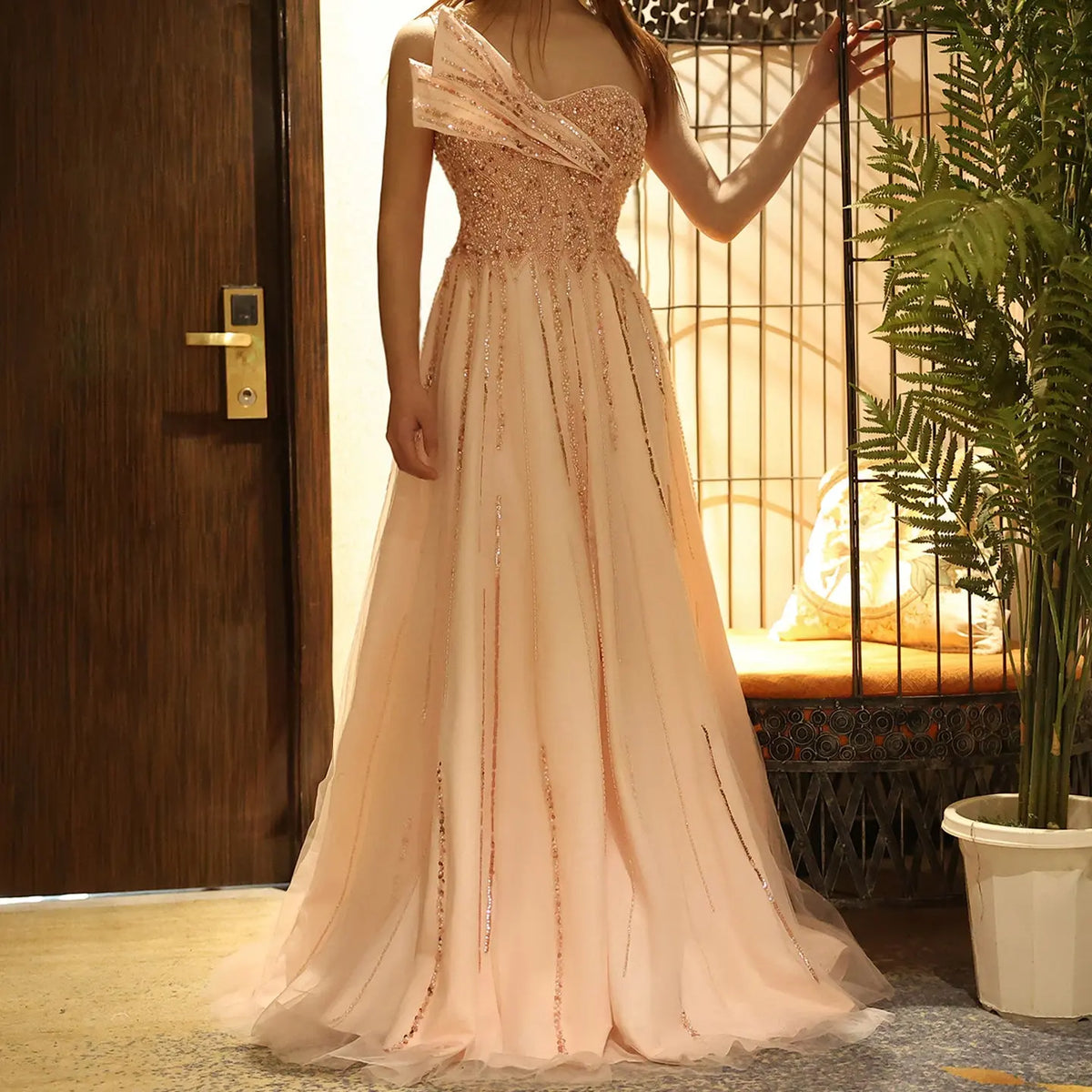one shoulder beaded cocktail dress One Shoulder Beaded Cocktail Dress Petals And Promises Prom