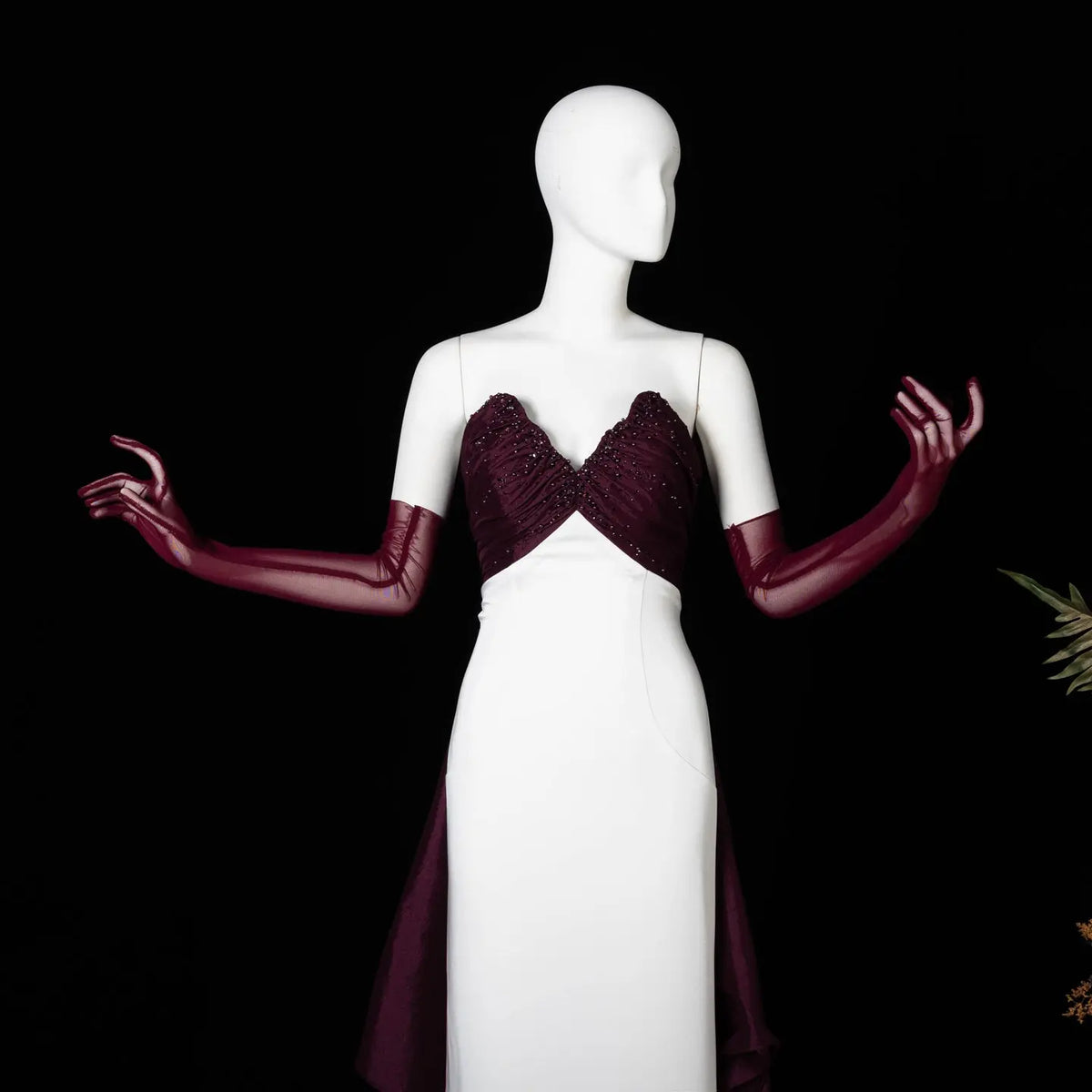 Wine White Slim Layer Satin Maxi Dress SS605-9