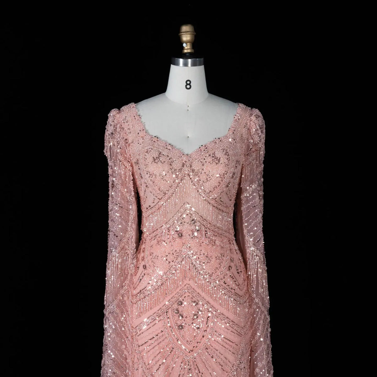 Peach Sequin Mermaid Formal Evening Gown Dress SS015-3