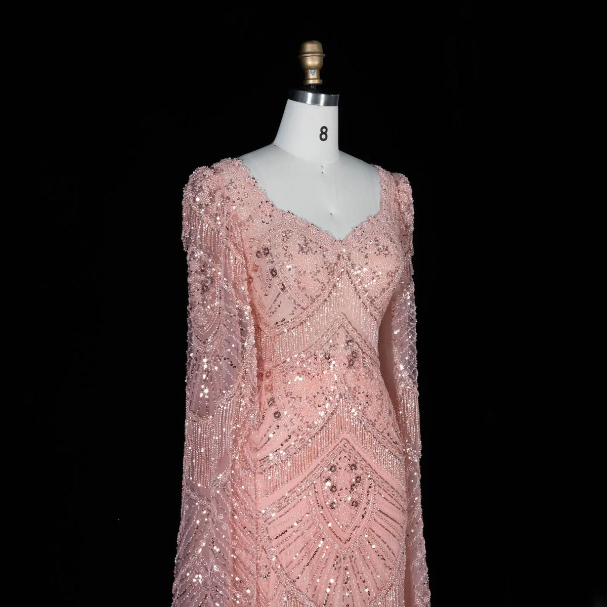 Peach Sequin Mermaid Formal Evening Gown Dress SS015-4