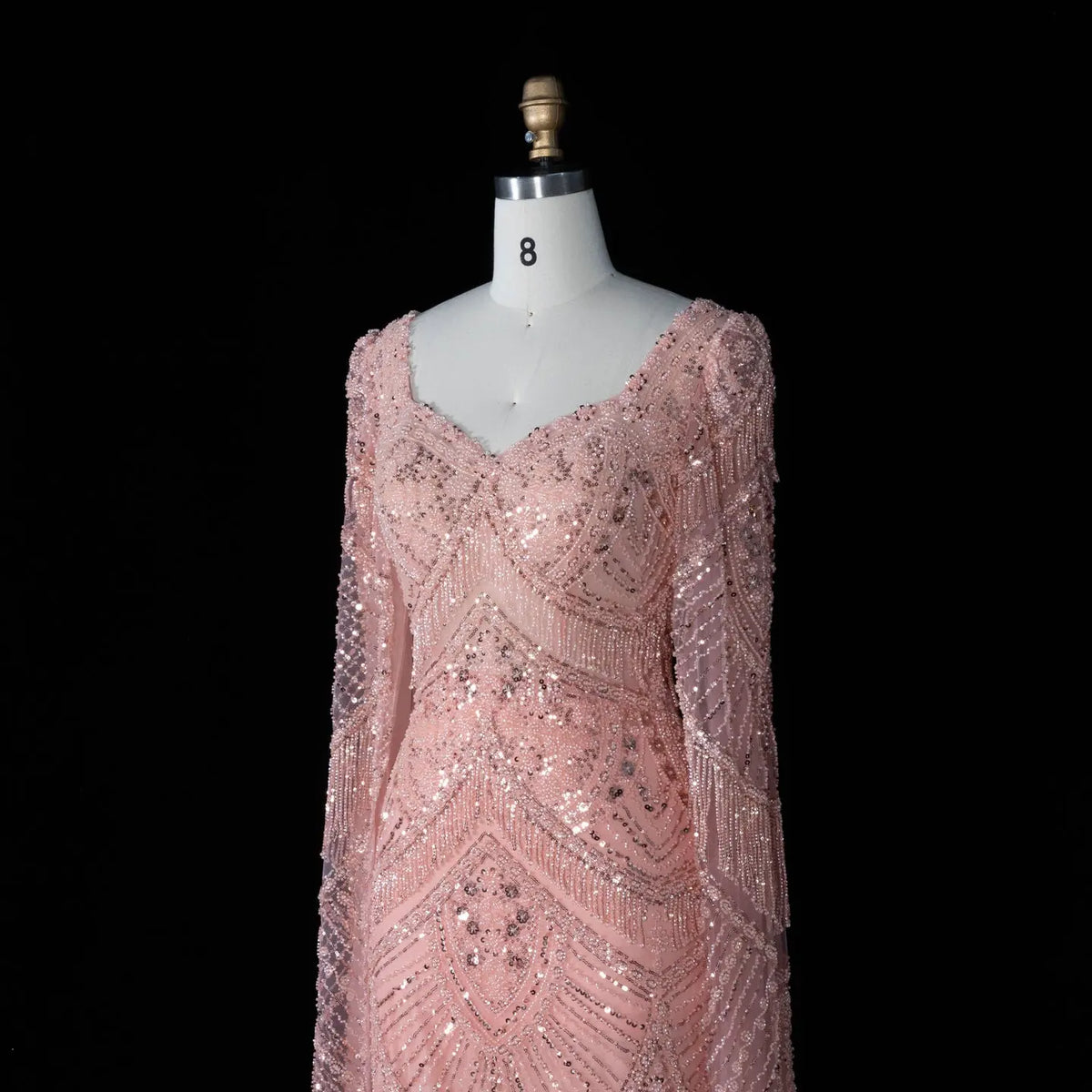 Peach Sequin Mermaid Formal Evening Gown Dress SS015-5