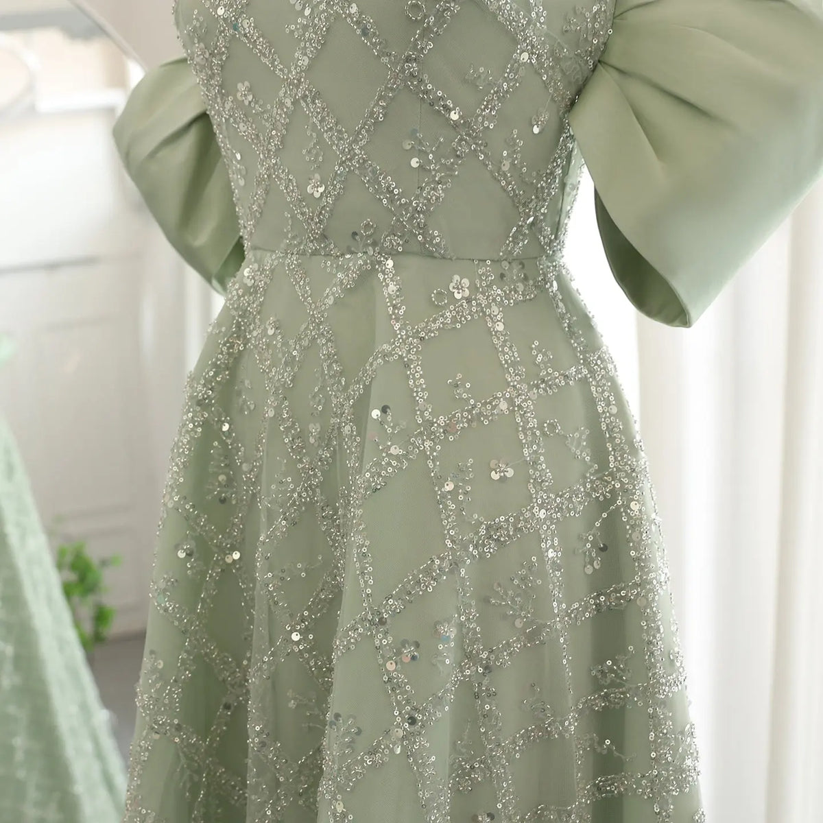 Elegant Sage Green Off Shoulder Evening Dress SS427 - SHARONSAID Elegant Sage Green Off Shoulder Evening Dress SS427 - SHARONSAID
