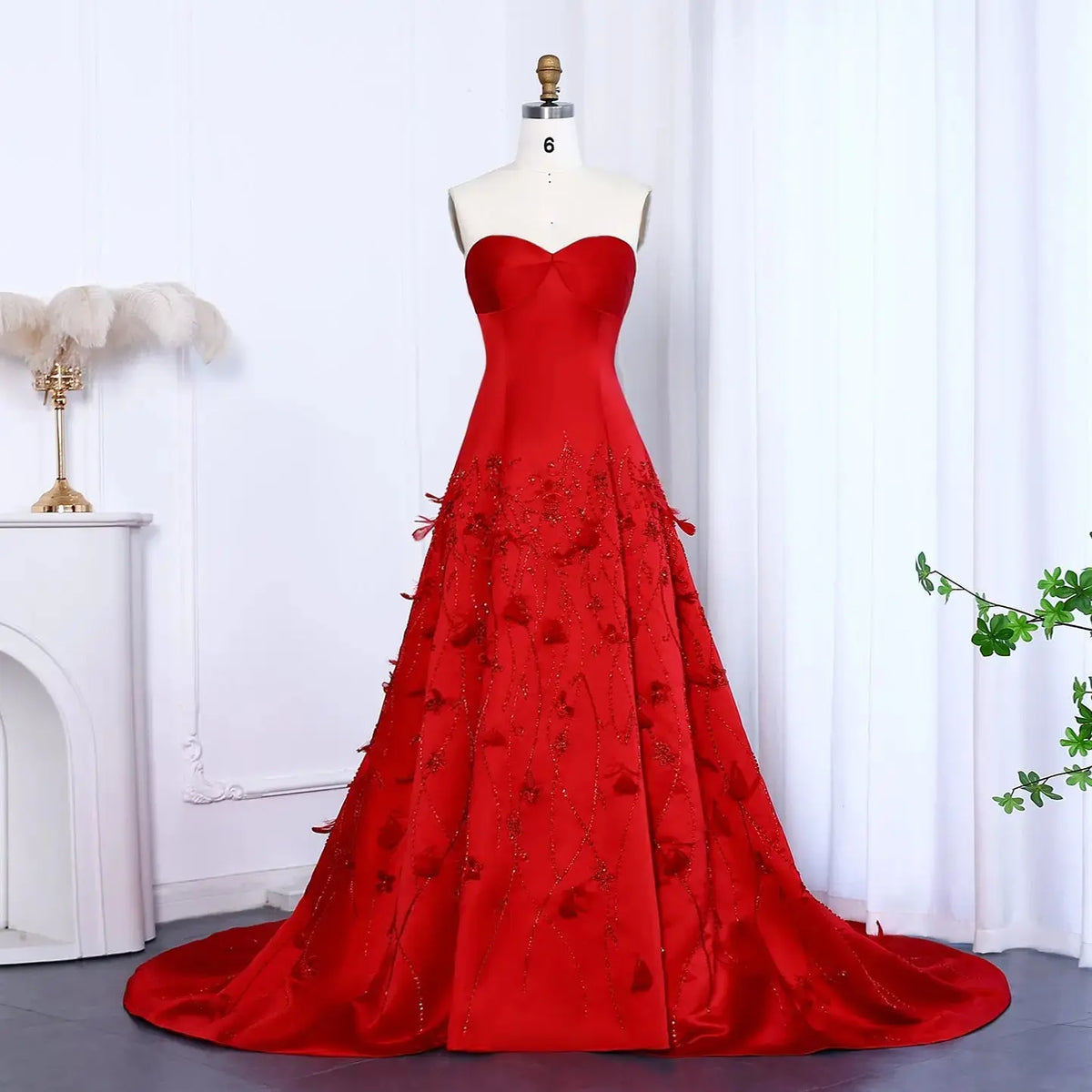 Luxury 3D Flowers Feathers Coral Pink Evening Dress SS470 - SHARONSAID Luxury 3D Flowers Feathers Coral Pink Evening Dress SS470 - SHARONSAID