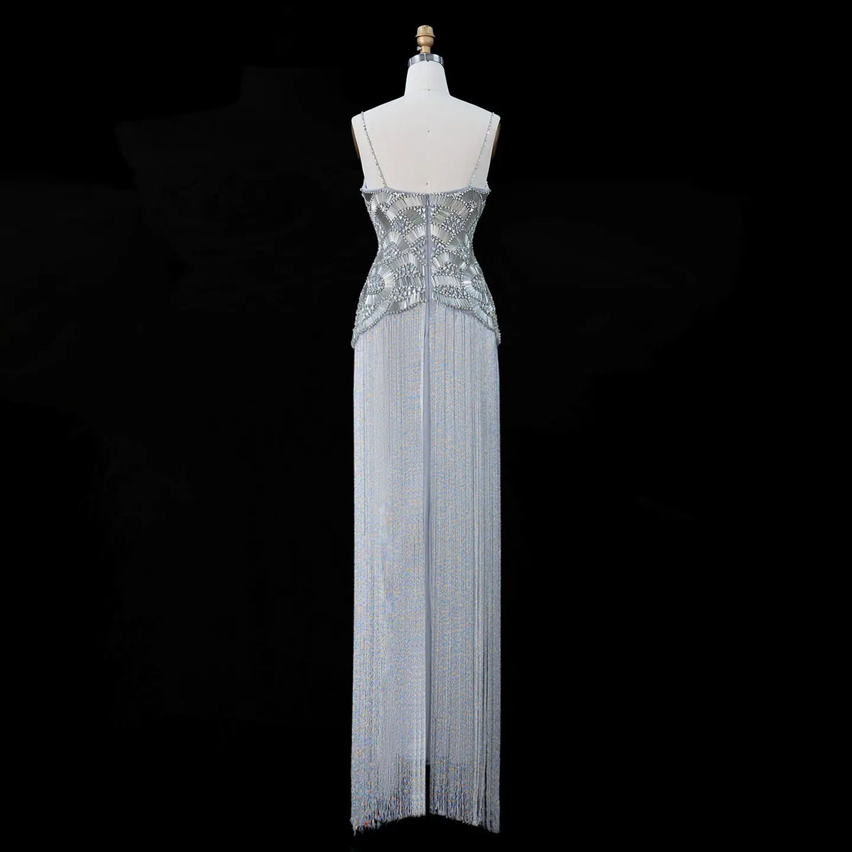 Metallic Gold Beaded Pleated Evening Dress SS336-18