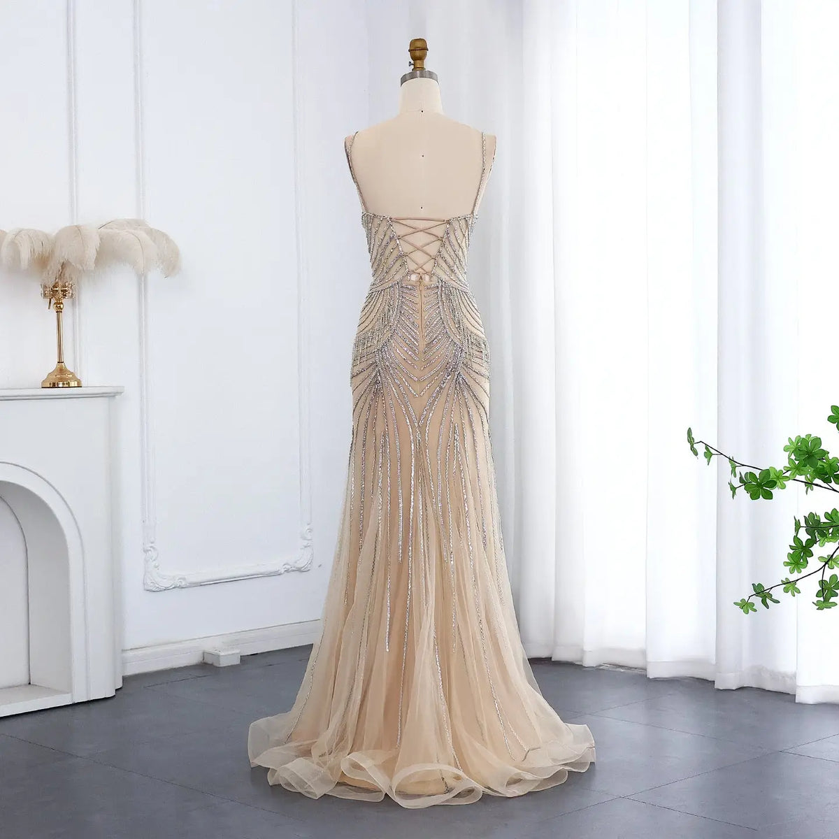 luxury sequin tassel dress Wardrobes by Chen Luxury Blue Sleeveless Feather Sequin Tassel Short Dress-Tega XS / Blue