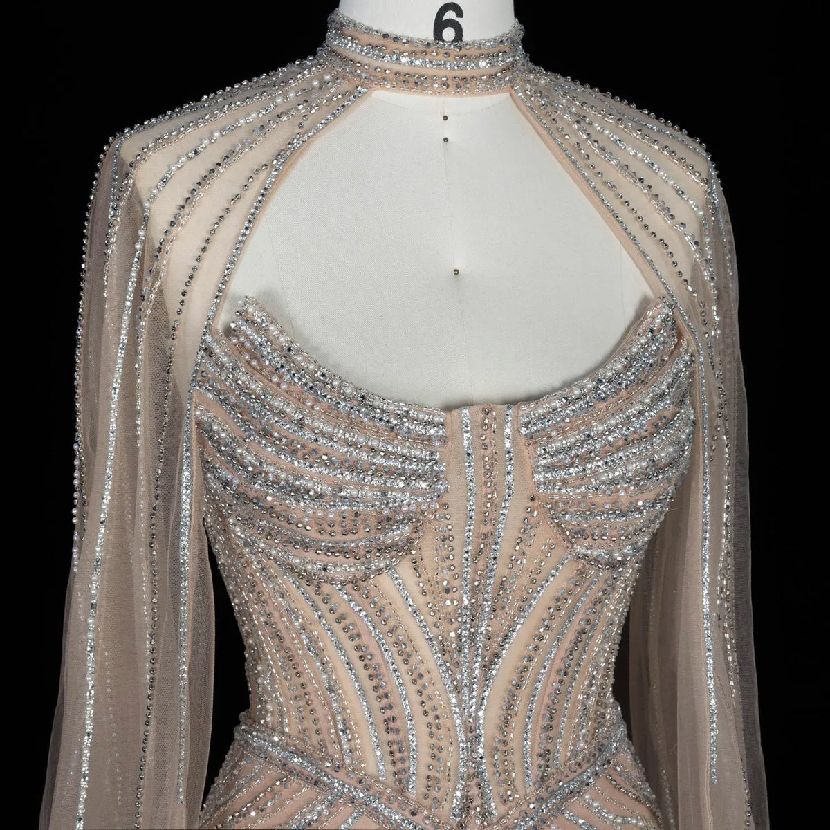 Champagne Beaded Mermaid Formal Evening Dress SS140-7