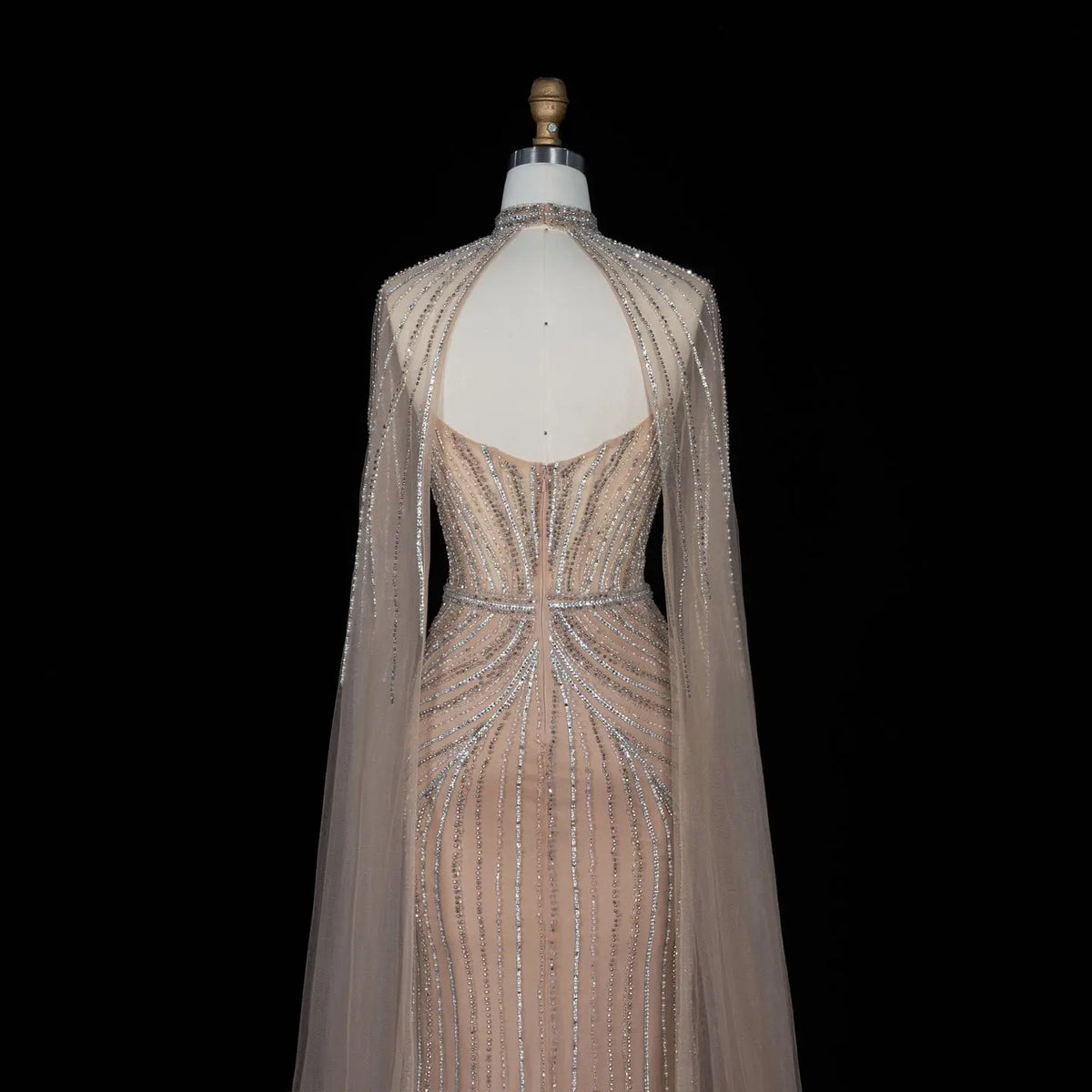 Champagne Beaded Mermaid Formal Evening Dress SS140-9