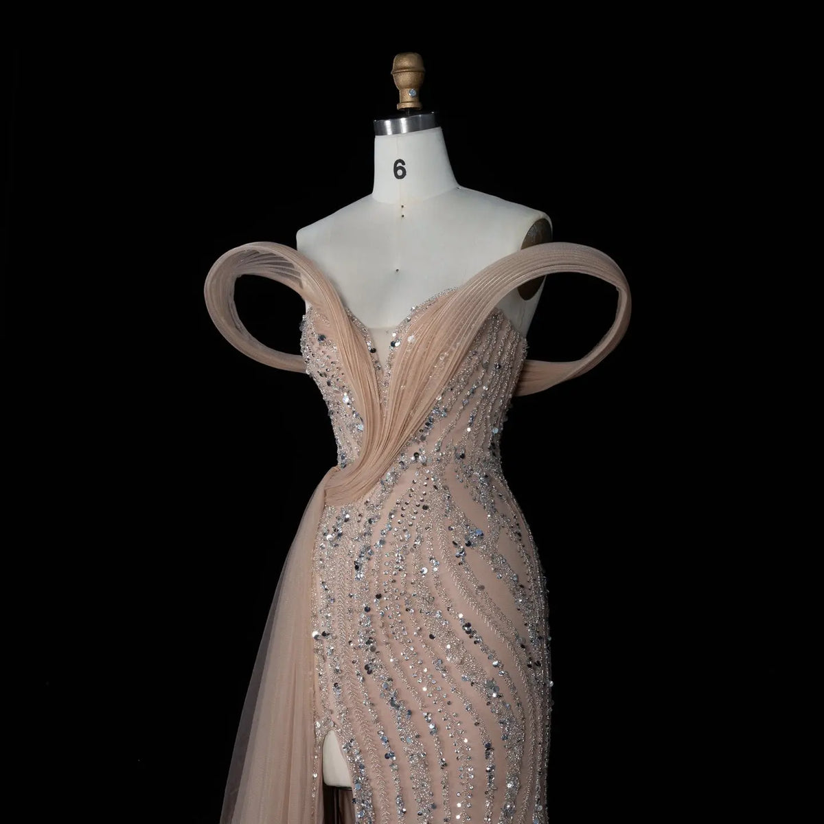 Champagne Sequin Split Prom Formal Evening Dress SS129-5