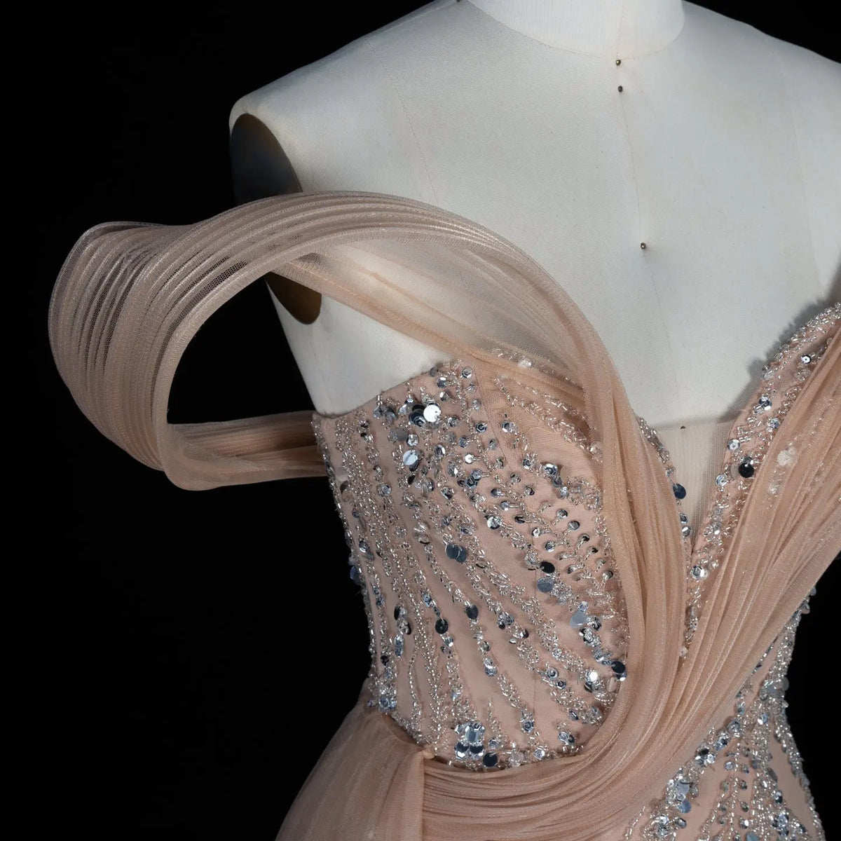 Champagne Sequin Split Prom Formal Evening Dress SS129-8