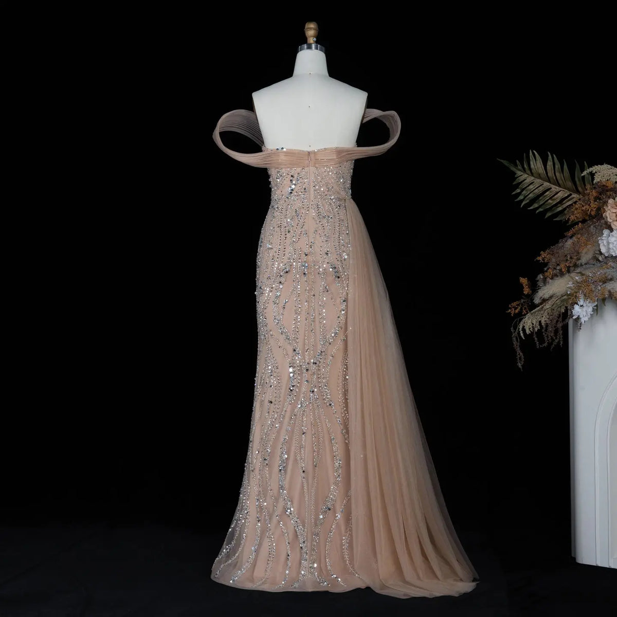 Champagne Sequin Split Prom Formal Evening Dress SS129-9