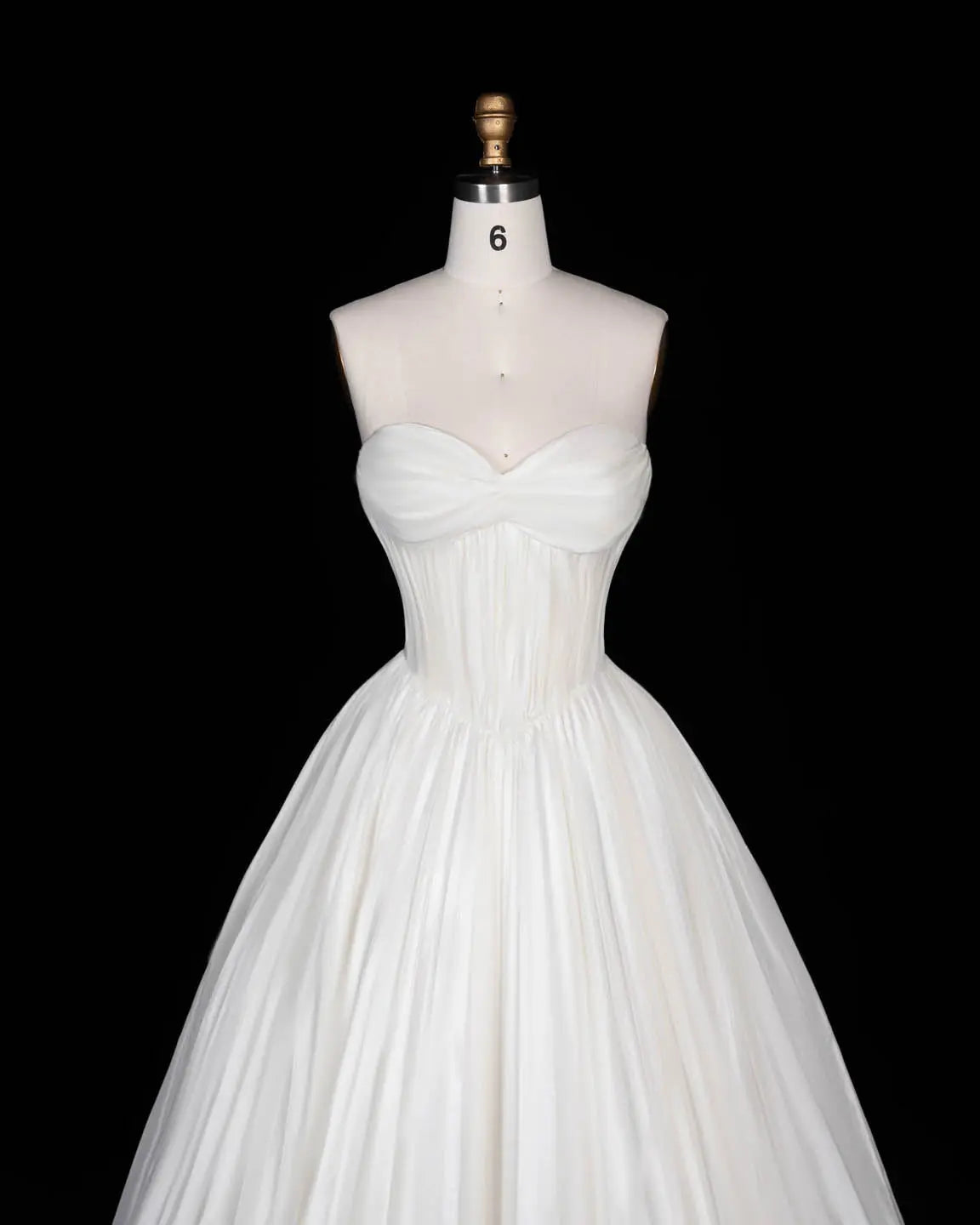 Ivory Strapless Pleated Corset Wedding Dress-3