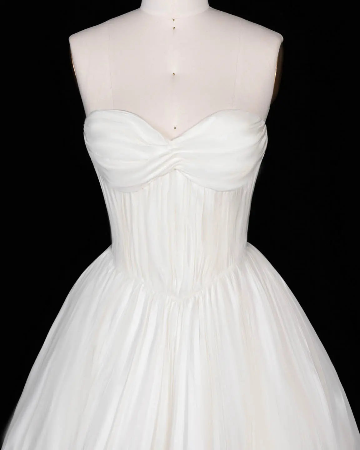 Ivory Strapless Pleated Corset Wedding Dress-4