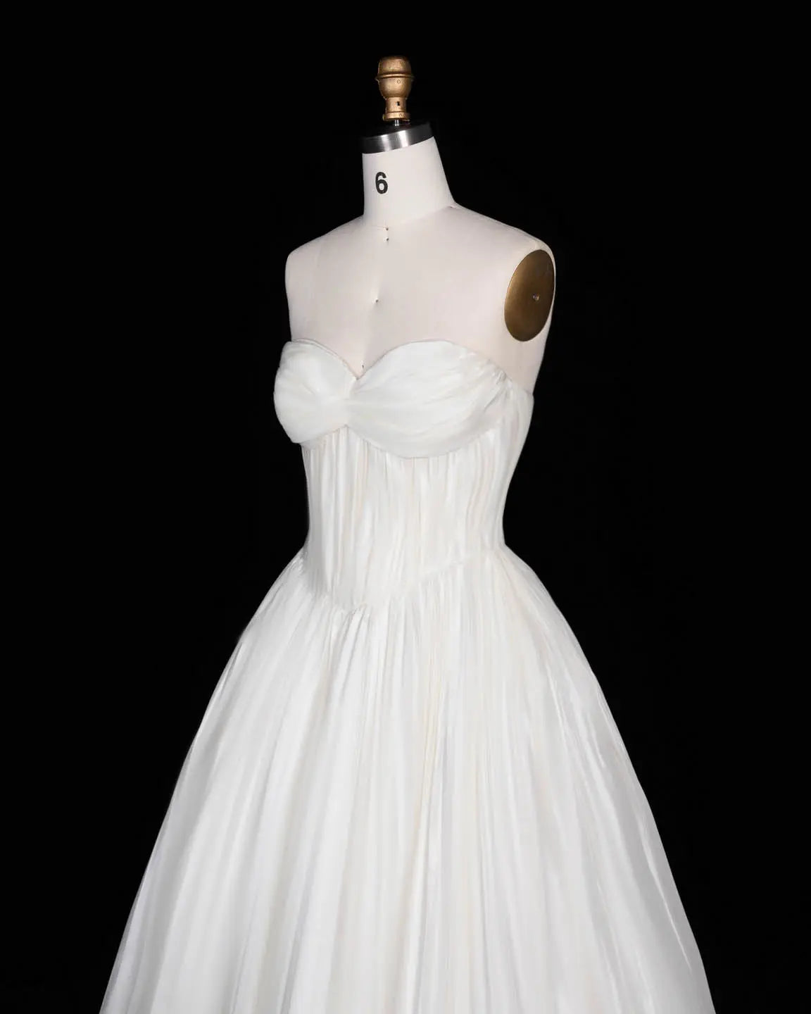 Ivory Strapless Pleated Corset Wedding Dress-5