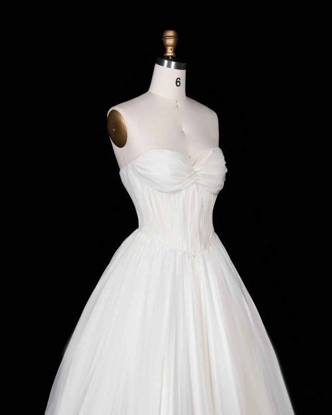 Ivory Strapless Pleated Corset Wedding Dress-6