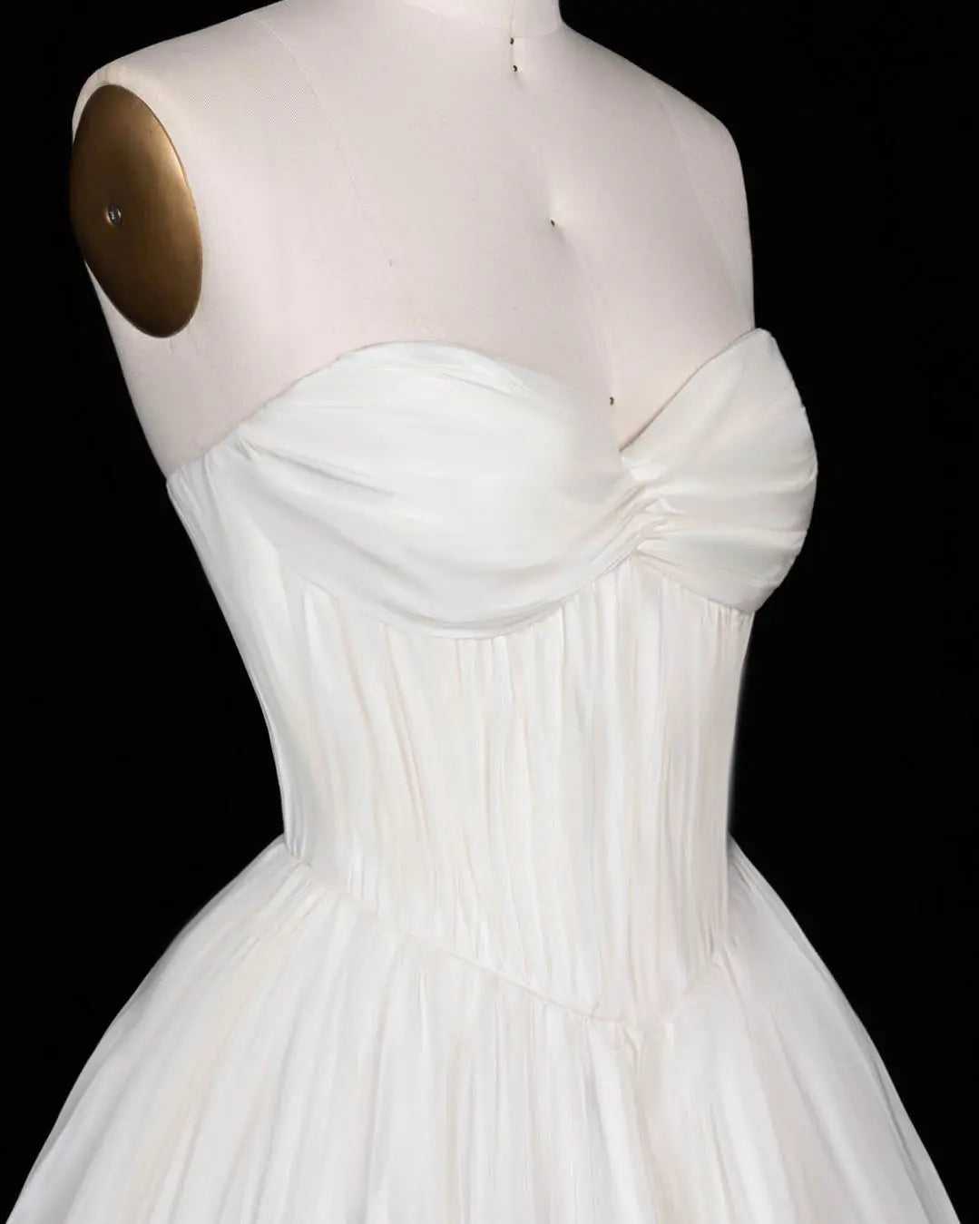 Ivory Strapless Pleated Corset Wedding Dress-7