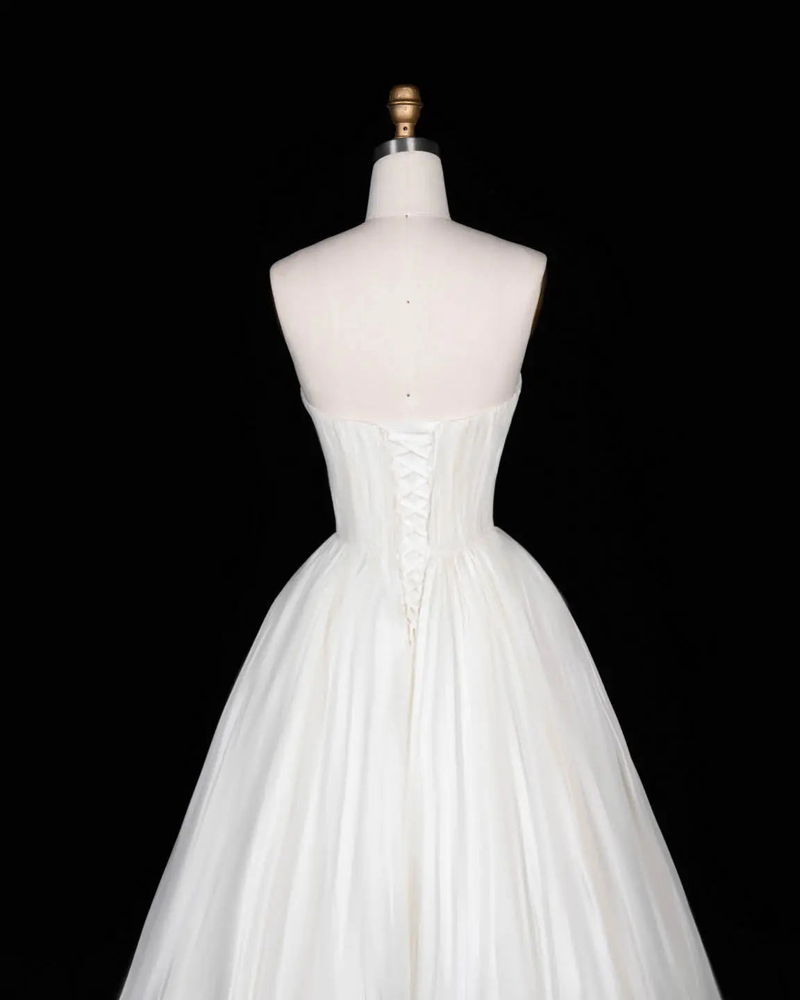 Ivory Strapless Pleated Corset Wedding Dress-8