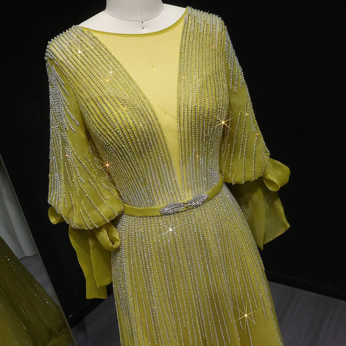 Luxury Crystal Yellow Plus Size Evening Dress - SS059 SHARONSAID Luxury Crystal Yellow Plus Size Evening Dress - SS059 SHARONSAID