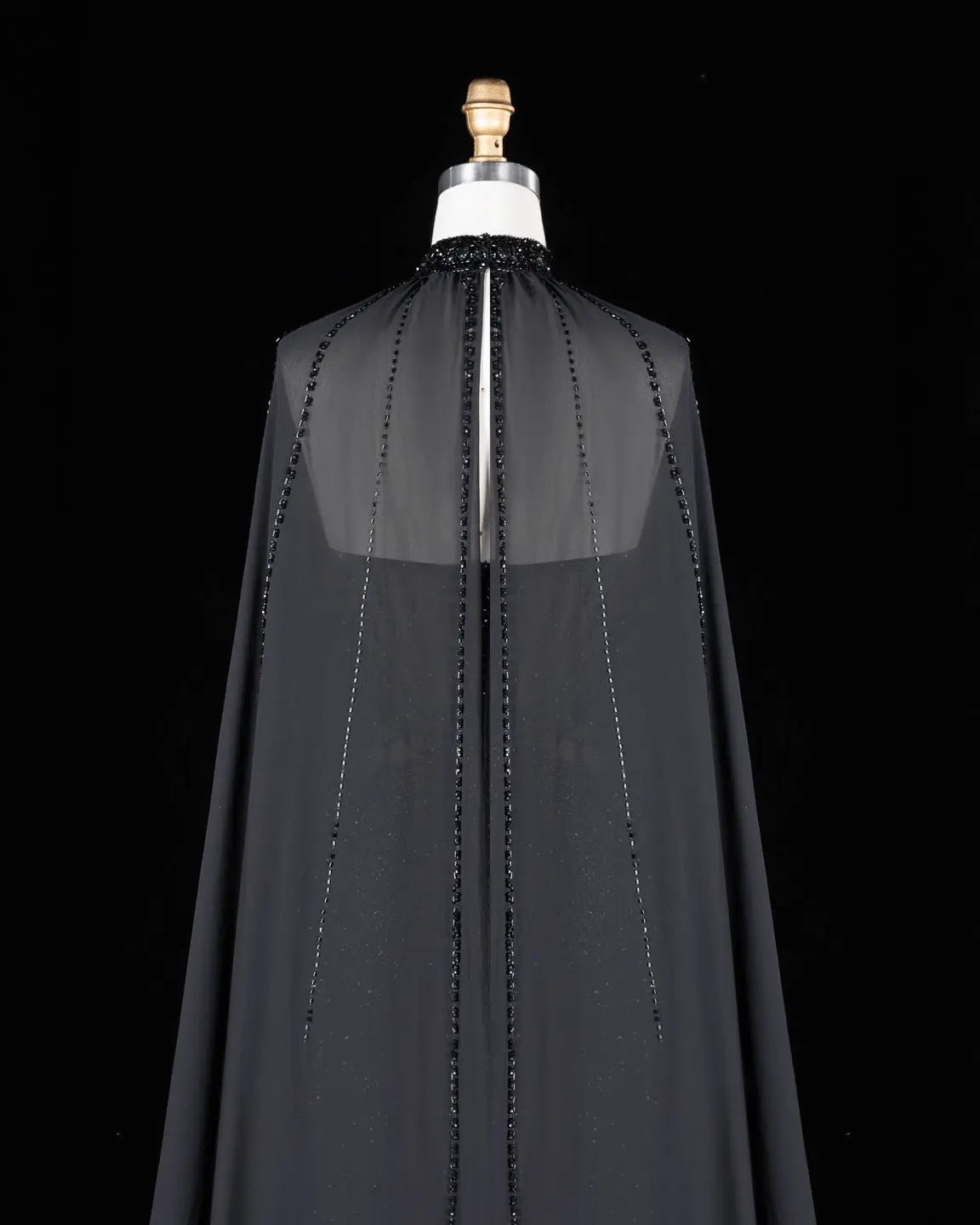Champagne Beaded Cape Evening Dress SS049-25