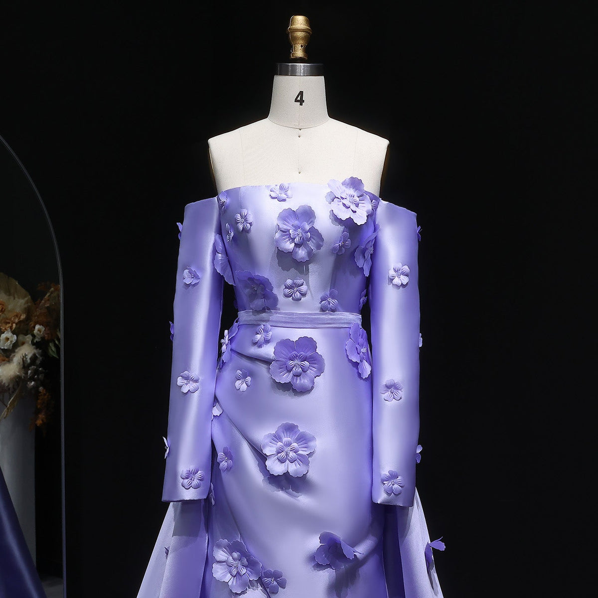 Simple Pink 3D Flower Evening Dress with Overskirt SS266