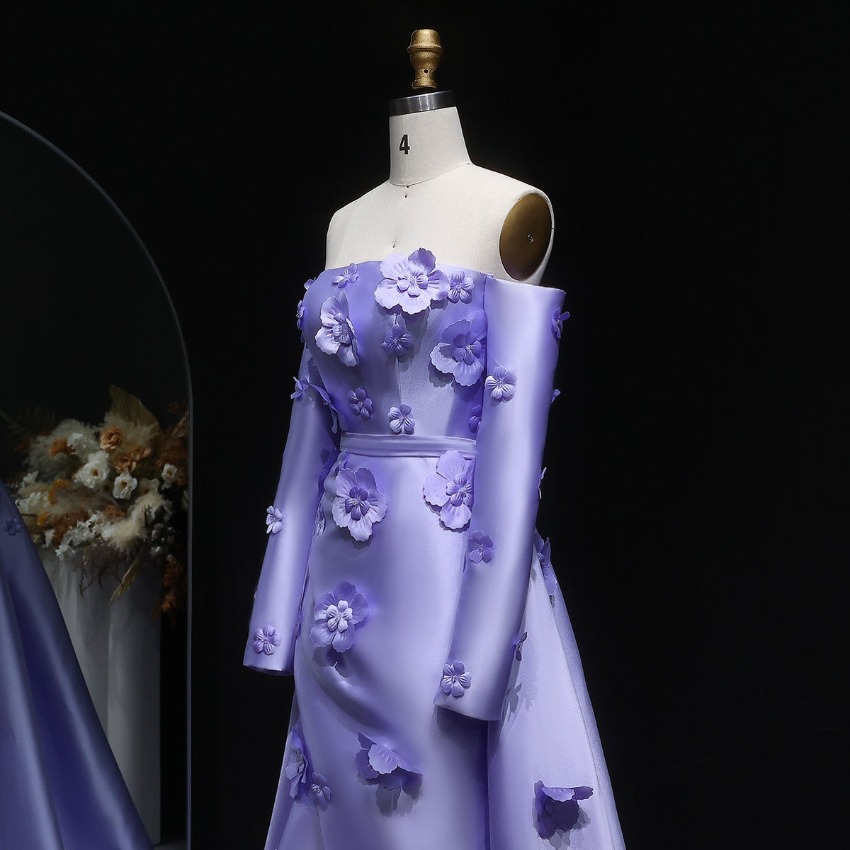 Simple Pink 3D Flower Evening Dress with Overskirt SS266