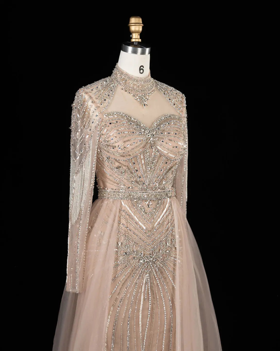 Lilac Beaded Long Sleeve Evening Gown SS171-14