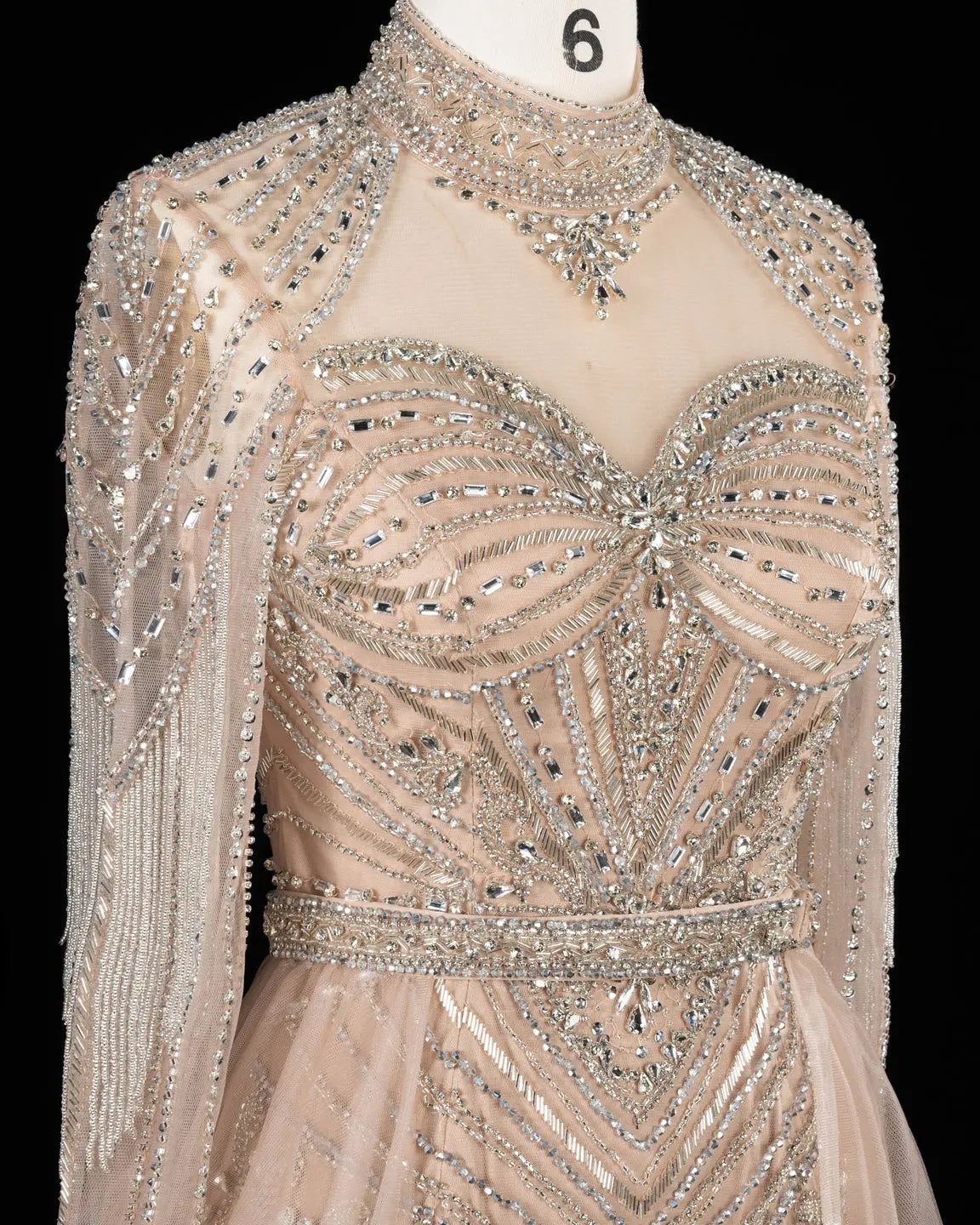 Lilac Beaded Long Sleeve Evening Gown SS171-15