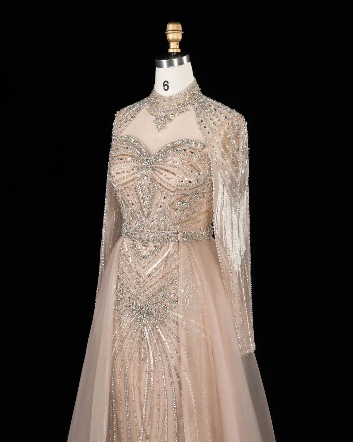 Lilac Beaded Long Sleeve Evening Gown SS171-17
