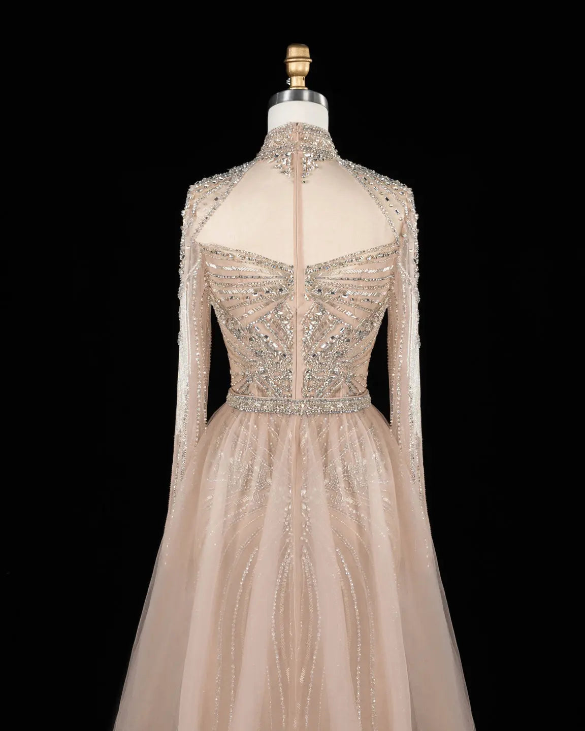 Lilac Beaded Long Sleeve Evening Gown SS171-18