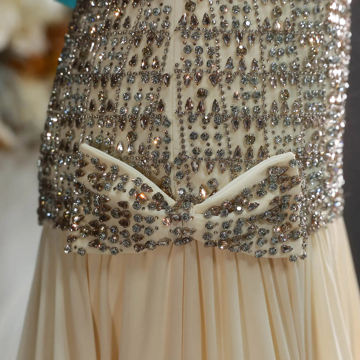 Opulent Gold Strapless Beaded Corset Evening Dress with Choker SS504 SHARONSAID Opulent Gold Strapless Beaded Corset Evening Dress with Choker SS504 SHARONSAID
