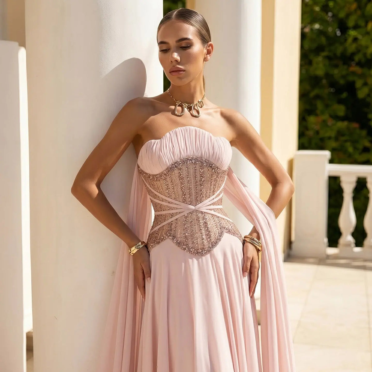 rhinestone party dress Chic and Holland HF110312 stretchy fabric Devon Sweetheart Faux Pearl Rhinestone
