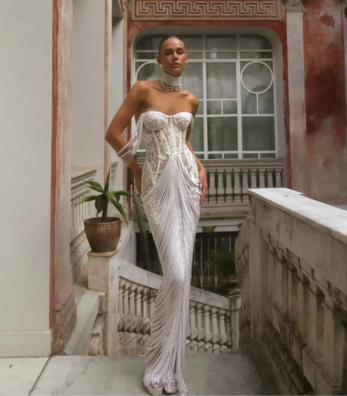 sheer lace dressing gown Long sheer bridal robe with lace sleeves Ivory, Black / S